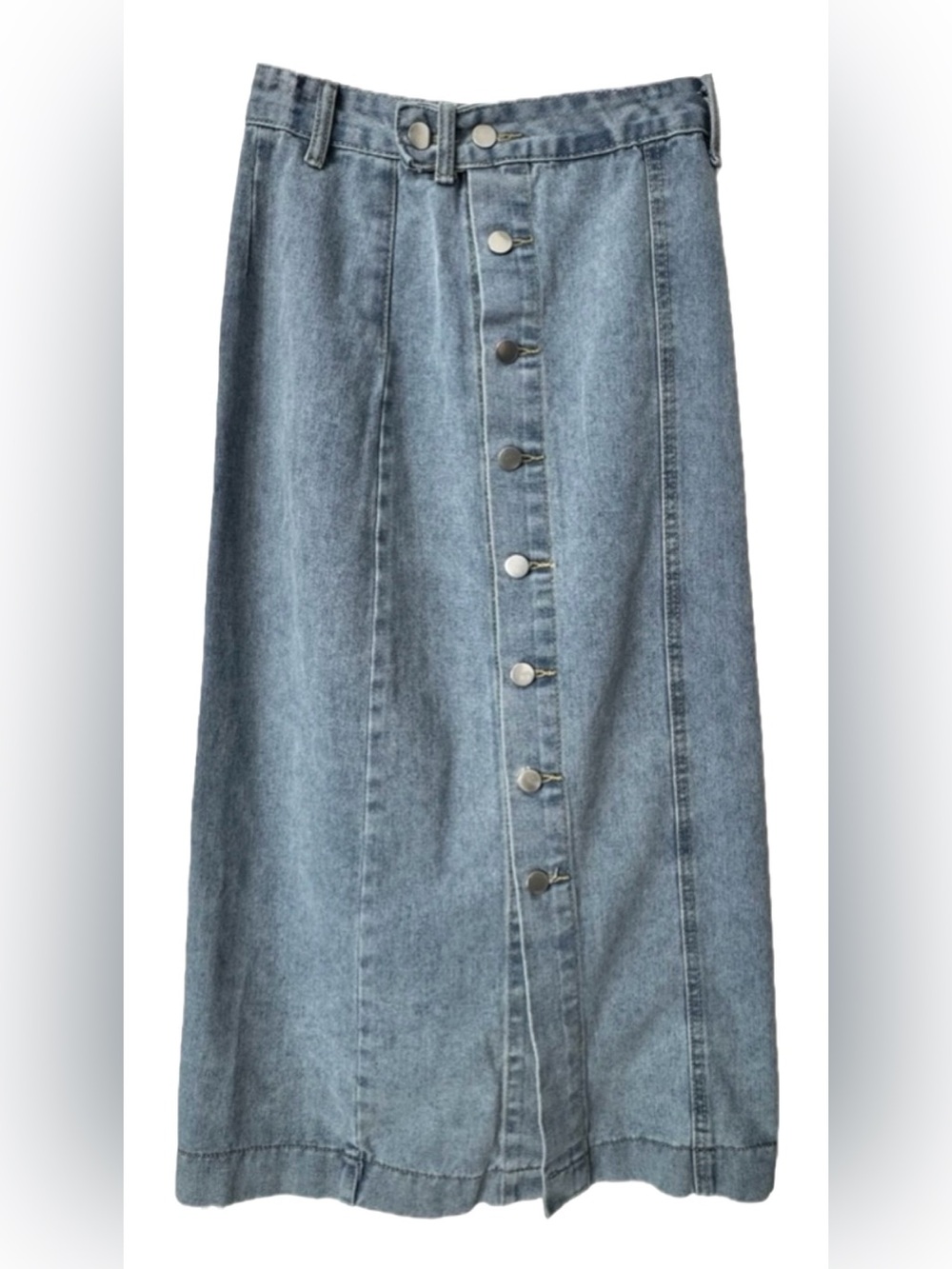 Vintage Style Button Front Denim Midi Skirt Small 90s Y2K Western Prairie